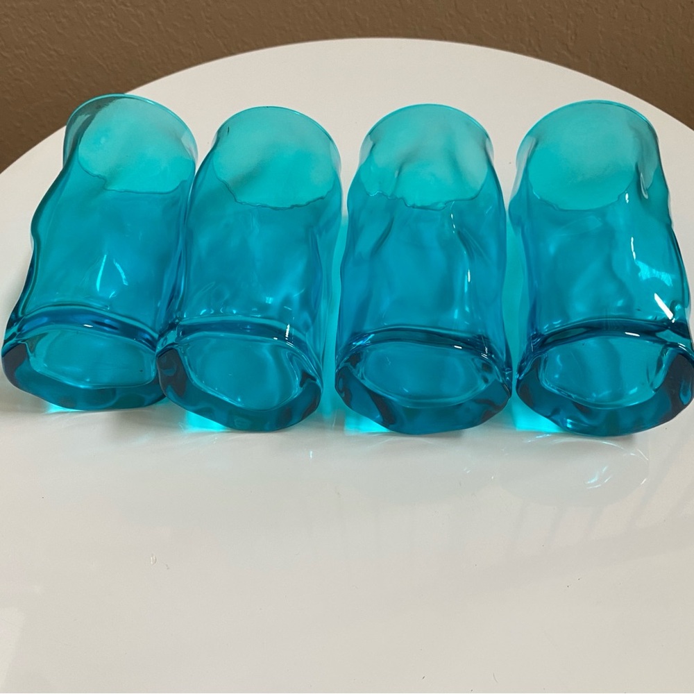 EUC 4 Peacock Blue Glass Drinking cups - Picture 2 of 7